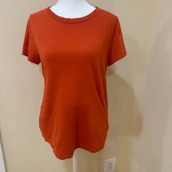 MADEWELL Vinatge Crewneck Cotton T-Shirt Womens Size Sm Burnt Orange Lightweight - Picture 2 of 12